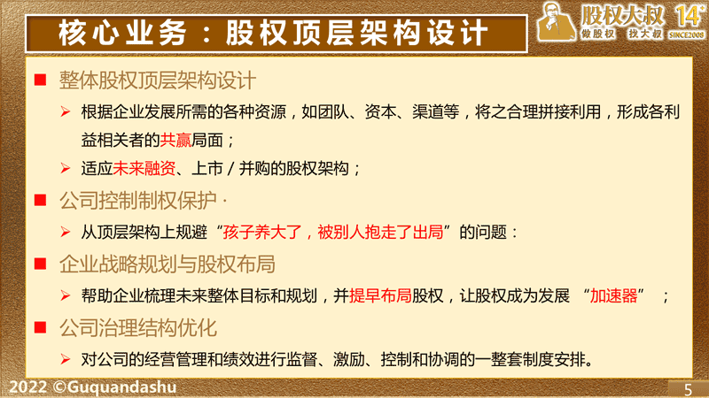 (核心业务1：股权顶层架构设计)